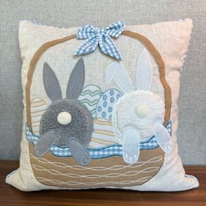 Cupcakes and Cashmere‎ Easter Bunny Egg Basket Decorative Pillow Cushion 20"X20"